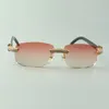 Vente directe de lunettes de soleil en diamants micro-pavés 3524026 avec branches mixtes en corne de buffle, lunettes de créateur, taille: 56-18-140 mm