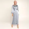 새틴 붕대 아바야 두바이 터키 히잡 무슬림 드레스 인도 유럽계 미국인 이슬람 여성을위한 아프리카 드레스