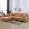 Solid Color Elastic Sofa Cover for Living Room Case Universal Sectional Slipcover 1/2/3/4 seater Stretch Couch 211207