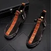 Botas de tobillo negro de lujo Fall Martin Boot Hombre de moda con raquetas de nieve Zapatos de cuero de la mitad de los hombres de la juventud A6