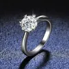 Classic 6 Heart Excellent Cut Diamond Test Passed D Color Good Clarity Moissanite Ring Silver 925 Jewelry