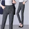 2020 femmes pantalons à carreaux pleine longueur taille haute printemps/automne pantalons de fitness avec poche grande taille 3XL 4XL 5XL 6XL pantalons chauds Q0801