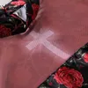 Yitimuceng Floral Print Blouse Women Gauze Shirts Cut Out Straight Puff Sleeve O-Neck Clothing Summer Korean Fashion Tops 210601