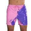 Maillot de bain à couleurs changeantes pour hommes, séchage rapide, Short de plage, pantalon, décoloration, couleur chaude, planche de surf, court pour hommes, 291t