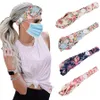 Button Headband for Nurses Women Holding Mask Sweat Printed Yoga Sports Workout Turban Heawrap Protect Your Ears JK2006XB