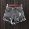 Plus storlek retro rippad tofs färg denim shorts kvinnor casual koreansk stil jeans sommar flickor kvinnor