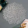 Nowy Styl Nordic PVC Western Food Mats Creative Home Gold Meal Mat Hollow Anti Slip Heat Izolacja Hibiscus Table Cup PlaceMat EWD7649