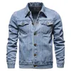 Lüks Marka erkek Aşağı Ceket Erkekler Kot Ceketler Açık Mavi Denim Mont Yüksek Kalite Pamuk Ince Bahar S Casual Jean