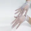 Autres fournitures de fête d'événement femmes noir blanc été gants de conduite anti-uv maille résille dentelle mitaines doigt complet filles mode handwear