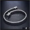 Urok Drop dostawa 2021 Elegancki czysty 925 17-17dot5 Cm Bracelet tenisowy biżuteria 2 mm okrągła biżuteria krystaliczna luksusowy wieczny szterling sier brac