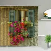 Bloemen lente landschap badkamer set douche gordijn straat rood roze bloem retro ontwerp tuin wanddecoratie hangende gordijnen 210915