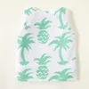 Summer 3-piece Toddler Boy Vacation Letter Coconut Tree Print Vests for 3-6Y Sleeveless Cotton T-Shirt Clothes 210528