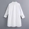 Stilvolles, langärmliges Damenblusenhemd, lässiger Umlegekragen, weißes Büro-Damentaschendesign, Blusas 210430
