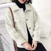 Frühling Herbst Frauen Koreanischen Stil Faux Nerz Tasten Strickjacke Jacke Weibliche Trikot Kurzmantel Strickwaren 210427