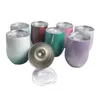 Newsumlimation 12oz Gökkuşağı Şarap Tumblers Gözlük Yumurta Şekilli Glitter Şampanya Kupalar Paslanmaz Çelik Çift Duvar Vakum Köklesiz CCF9778