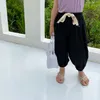 Filles d'été mode lâche pantalons décontractés à lacets enfants 4 couleurs sarouel 210508