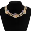 Punk enkla överdrivna smycken med geometrisk rund retro rhinestone halsband färg sol blomma halsband för kvinnlig x0707