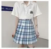 Kjolar zoki kvinnor lila veckad rutig kjol glir hög midja mini sexig japansk skola hajuku cosplay anime sjöman kostym