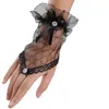 New Bride Wedding Gloves Fingerless Lace Short Yarn Black Bow Gloves Women Vintage Fishnet Ruffle Wrist Glove