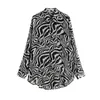 vintage vrouwen shirts losse plus size streetwear katoen top vrouwelijke lange mouw zebra patroon shirt zonbestendige blouse 11913 210427