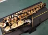 Högkvalitativ super action 80 Series II Black Body Gold Key Alto Saxophone Full Flower EB Tune 802 Model E Flat Sax With Reeds Case1542918