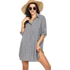 Costumi da bagno da donna 2021 Tuniche di cotone per la spiaggia Costume da bagno da donna Copricostumi Donna Cover Up Beachwear Mini abito Saida De Praia Vestido