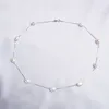 Collar natural barroco ashiqi para mujeres con 925 cadena de plata esterlina 6-7mm perla joyería de moda