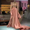 Robe de Soiree Beaded Prom Dresses z odłączanym pociągiem z długim rękawem Formalne Dubai Bliski Wschód Wieczór Party Suknia 2021 Sukienka Celebrity