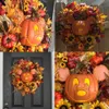 Осень осенние тыквенные украшения для дома Хэллоуин декор входные двери тыквы искусственные клен подсолнечника урожай праздник декор 211104
