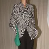 Vintage Kobiety Koszule Luźne Plus Rozmiar Streetwear Bawełna Top Kobieta Z Długim Rękawem Zebra Wzór Koszula Słońce Bluzka 11913 210427
