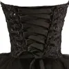 Neuankömmling Prom Kleid elegante kurze schwarze Schnüre -up Prinzessin Schatz Perlen Mode Frauen
