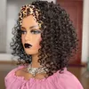 Syntetiska peruker afro kinky lockigt pannband leopard stil turban wrap peruk för afrikanska kvinnor lulalatoo hår tobi22
