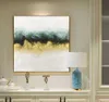 Handgemalte abstrakte Malerei Textur Acryl Moderne Kunst grünes Ölgemälde Golden für Wohnzimmerwand Große Heimdekoration 210705