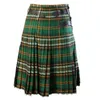 Puimentiua Scottish Men Kilt Traditional Plaid Belt Pleated Chain Bilateral Brown Gothic Punk Pants Skirts 210721