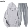 Bolubao Marke Männer Sport Casual Sets Herren Hoodies + Hosen Zweiteiler Anzug Trainingsanzug Mode Feste Farbe Männlich 211220