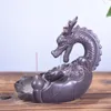 Fragrance Lamps Dragon Incense Burner Home Ceramic Crafts Backflow Smoke Waterfall Holder Censer With 20Pcs Cones