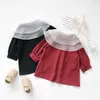 2021 Girls Fall Lace Lapel Long Sleeve Dress Clothes Kids Wholesale Clothing Q0716