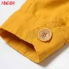 Women Yellow Tassel Thin Jacket Short Style Ladies Long Sleeve Loose Oversize Boy Friend Coat 4H43 210416