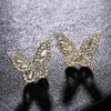 Delicate Butterfly Stud Brinco para Mulheres Full Paver Pedra Casamento Jóias Festa Finais Acessórios Beleza Beleza Brincos