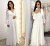 2021 boho longo vestido de casamento vestido de noiva chiffon mangas puff simples comprimento de chão elegante Robe de Mariee Vestido