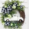 Couronnes de fleurs décoratives couronne de camion de ferme d'été dernière façon d'accueillir le décor de porte d'entrée signe rond suspendu 2021ing