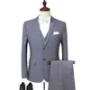 Kamizelka Spodnie 3 PCS Zestaw męskiej Business Casual Plaid Groomsman Blazers Kamizelka Dress Three Piece Slim Fit Wedding Jacket X0909