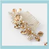 Jewelryvintage Gold Leaf Women Headband Bridal Vine Comb Crystal Floral Wedding Prom Headpiece Hair Jewelry Drop Delivery 2021 Koqra