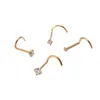 Whole 50pcs/Lot CZ Stud Screw Surgical Steel Ring Nose Piercing 20gX1.5mm 2mm 2.5mm 3mm Gold Color