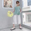 Çocuk Giysileri Kızlar Katı Yelek + Kısa Kıyafetler Yaz Genç Rahat Stil Çocuk Kız Için 210527