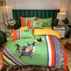Set di biancheria da letto di design verde Copripiumino Set di trapunte di lusso di alta qualità stampate alla moda della Boemia