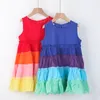 Ubrania dla dzieci Dziewczyny Rainbow Dress Bez Rękawów Dzieci Łączenie Księżniczka Sukienki Lato Boutique Moda Baby Odzież 1786 B3