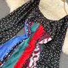 Frauen Böhmen Patchwork Farbe Retro Gedruckt Langes Kleid Laterne Hülse Quadrat Kragen Temperament Stil Weibliche Vestidos PL585 210506