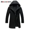 Wool Coat Men Fashion Winter Jacket High Quality Hooded Mens Peacoat Size M-4XL #29282 Men's & Blends