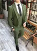 Мужские костюмы Blazers Custom Made Men Olive Green Groom Tuxedos Notch Отворота Groomsmen Свадебный мужчина 3 штуки (куртка + брюки + жилет + галстук) C894